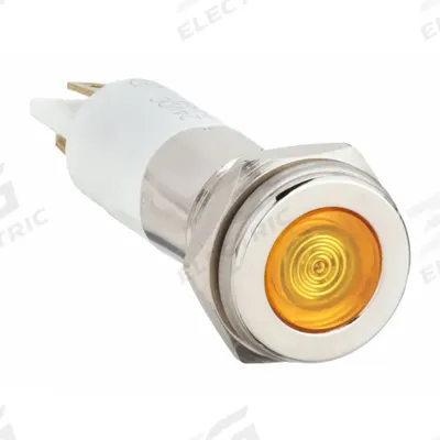 APPROVED VENDOR Flush Panel Light: 10 mm Panel Mounting Hole Dia, LED, Yellow, Flush Head - LED Indicator Pilot Lights