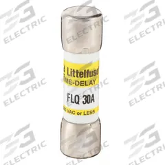 LITTELFUSE Fuse: FLQ Series, Midget, Time-Delay, 30 A, 500 V AC, 300 V DC, 13/32 in x 1 1/2 in (MPN FLQ030). Key specifications — Series: FLQ; Brand: LITTELFUSE.