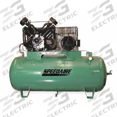 SPEEDAIRE Electric Air Compressor: 10 hp, 2 Stage, Horizontal, 120 gal, 34.8 cfm, 175 psi (MPN 1WD88). Key specifications — attr48430: SPEEDAIRE; attr48445: 60 Hz; attr48448: Pressure Relief Valve; attr48450: 480V AC; attr48474: Three; attr48487: Horizontal.