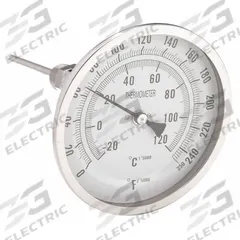 APPROVED VENDOR Dial Thermometer: 0°F to 250°F /-20°C to 120°C, 4 in Stem Lg, 5 in Dial Dia (MPN 1NGB7). Key specifications — Accuracy: ±1 % @ 41 to 200 °F, ±1.5 % Otherwise; Brand: APPROVED VENDOR.