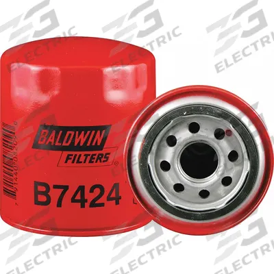 BALDWIN FILTERS Oil Filter: B7424, 1-12 Thread Size, 4 7/16 in Overall Ht - Spin-On Oil Filters