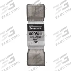 BUSSMANN Fuse: BBS Series, Midget, Fast-Acting, 3 A, 600 V AC, 13/32 in x 1 3/8 in, Non-Indicating (MPN BBS-3). Key specifications — attr1287209: BBS; attr211192: BUSSMANN.