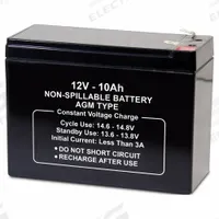 APPROVED VENDOR Sealed Lead Acid Battery: 12V DC, 10 Ah Capacity, 4.37 in Ht, 2.56 in Wd, 6 in Dp (MPN 5EFH0). Key specifications — Terminal Connection: 0.250 in Faston; Battery Cycle Type: Deep Cycle; Brand: APPROVED VENDOR; Housing Material: ABS.