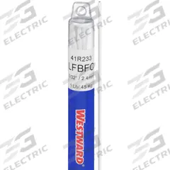 WESTWARD Brazing Alloy: Low-Fuming Bronze, 0%, RBCuZn-C, 3/32 in x 36 in, Flux-Coated (MPN 41R233). Key specifications — Tensile Strength: 71 ksi; Yield Strength: 64 ksi; Manufacturer Part Number: 41R233; Brand: WESTWARD; pack-container: 1/pk.