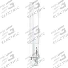 PHILIPS Compact LED Bulb: Type A, 2-Pin (GX23), Tube, LED, 2700K, 520 lm Light Output, 5 W Watt (MPN 5PL-S/LED/13H/827/IF5/P/2P 20/1). Key specifications — Brand: PHILIPS; Bulb Designation: 5PL-S/LED/13H/827/IF5/P/2P 20/1; Dimmable: No; Color Temperature: 2700K.