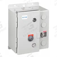 EATON NEMA Magnetic Motor Starter: Non-Reversing, 3 Poles, NEMA Size 1, 27 A, 24V AC Coil (MPN ECN0512TAA-R63/CL30). Key specifications — attr211388: EATON; attr951451: 1NO/1NC; attr951453: 24V AC; attr951489: Three; attr984425: 1NO/1NC; attr984429: Pilot Light; attr997361: None (Not Applicable to Electronic Overloads).