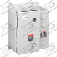EATON NEMA Magnetic Motor Starter: Non-Reversing, 3 Poles, NEMA Size 1, 27 A, 24V AC Coil (MPN ECN0512TAA-R63/CL30). Key specifications — attr211388: EATON; attr951451: 1NO/1NC; attr951453: 24V AC; attr951489: Three; attr984425: 1NO/1NC; attr984429: Pilot Light; attr997361: None (Not Applicable to Electronic Overloads).