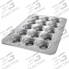 CHICAGO METALLIC Large Crown Muffin Pan: Aluminized Steel, 15 Slots, 17 7/8 in Overall Wd, Silver (MPN 45435). Key specifications — Pan Style: Muffin Pan; Brand: CHICAGO METALLIC; Color: Silver; Material: Aluminized Steel; NSF Certified: No; Number of Slots: 15.