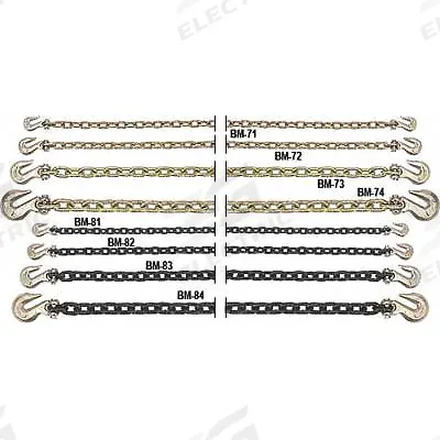B/A PRODUCTS CO. Straight Chain: 3/8 in Trade Size, 70 Chain Grade, Steel, Grab Hook - High-Strength Grade-70 Load Securing-Chains