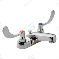 SYMMONS Bathroom Faucet: S2502, Metal, 2.2 gpm Flow Rate, Centerset, Straight, Wristblade, NPSM (MPN S2502PPLWG). Key specifications — Includes: Push Pop Drain; Brand: SYMMONS; Series: S2502.