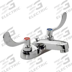 SYMMONS Bathroom Faucet: S2502, Metal, 2.2 gpm Flow Rate, Centerset, Straight, Wristblade, NPSM (MPN S2502PPLWG). Key specifications — Includes: Push Pop Drain; Brand: SYMMONS; Series: S2502.