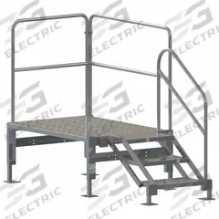TRI-ARC Portable Stairs: 5.8 ft Overall Ht, Aluminum/Steel, 1,000 lb Load Capacity, Perforated (MPN TAVSO23-AS). Key specifications — attr1050559: Gray; attr1050557: TRI-ARC.