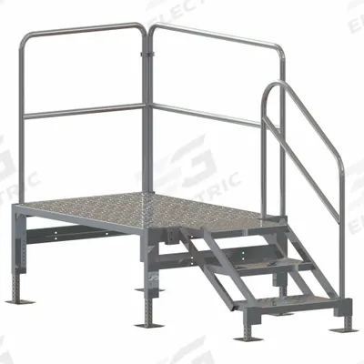 TRI-ARC Portable Stairs: 5.8 ft Overall Ht, Aluminum/Steel, 1,000 lb Load Capacity - Steel Stairs