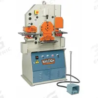 BAILEIGH INDUSTRIAL Ironworker: 230V AC /Single-Phase, 5 Stations, 50 Tonf Hydraulic Force, SW-501. Key specifications — attr66091: 10 in x 0.375 in; attr69797: Round Shear; attr67058: 7/8 in x 1/4 in; attr66096: 2 in x 3.5 in x 0.281 in; attr66073: SW-501; attr66076: BAILEIGH INDUSTRIAL.
