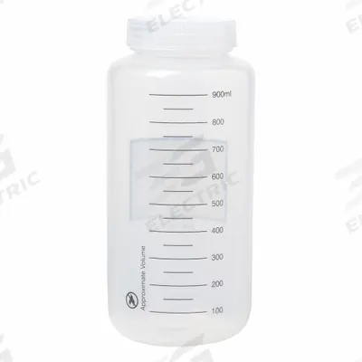 APPROVED VENDOR Graduated Bottle: Polypropylene, 1 L, 32 fl oz, Closure Included, Colorless - Polypropylene Wide Mouth Round Lab Bottles