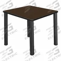 KEE Cafe/Breakroom Table: Laminate, Walnut, 29 in Overall Ht - Max, 30 in Overall Wd, Square, Black (MPN TB3030NWBPBK). Key specifications — Brand: KEE; Frame Color: Black; Frame Material: Steel; Edge Color: Black; Tabletop Color: Walnut; Tabletop Shape: Square; Tabletop Structural Material: Laminate; Tabletop Surface Material: Laminate.