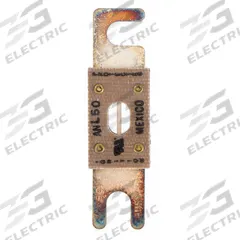 BUSSMANN Forklift Limiter Fuse: ANL Series, Bolt-On, Fast-Acting, 50 A, 80 V DC, Indicating, AC/DC (MPN ANL-50). Key specifications — Brand: BUSSMANN; Series: ANL; Equivalent Fuse Series: ANL & CNL.