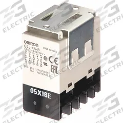OMRON Enclosed Power Relay: Bracket Mounted, 25 A Current Rating, 100/120V AC, 4PST-NO (MPN G7J-4A-B-W1-AC100/120). Key specifications — Brand: OMRON; Base Type: Square; Mounting Style: W-Bracket; Electrical Connection: Screw Terminal; Manufacturer Part Number: G7J-4A-B-W1-AC100/120; Operating Current: 25 A at 220V AC (Resistive Load NO); Series: G7J Series; Relay Bracket Type: W-Bracket (Sold with Relay).