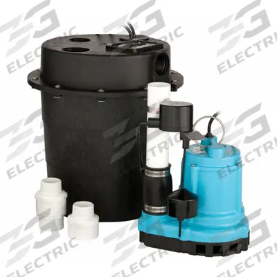 LITTLE GIANT Sump Pump System: 5 gal, 2/5 hp, 115V AC, 63 gpm Flow Rate @ 10' of Head - General Purpose Sink Drain Pump Systems