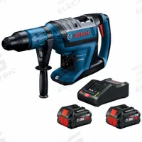 BOSCH Cordless Rotary Hammer Kit: D-Handle, 18V DC, SDS-Max, 5 in max, 8.0 Ah, 9.3 ft-lb, 2,760 bpm (MPN GBH18V-45CK24). Key specifications — attr113858: 18V DC; attr113796: BOSCH; attr113808: 0 bpm to 2,760 bpm; attr113803: Yes; attr113838: Hammer and Rotate; attr113809: Yes; attr113815: (2) Batteries.