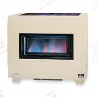 EMPIRE Gas Freestanding Floor Heater: Natural Gas, Visual Flame Cabinet, Unit-Mounted, 5 in Vent Dia (MPN RH50BNAT). Key specifications — Thermostat Included: Unit-Mounted; Brand: EMPIRE; Fuel Type: Natural Gas; Overall Dimensions - H x W x D: 29-9/16 in x 34 in x 23-3/16 in.