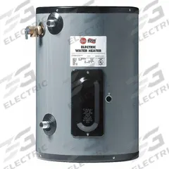 RHEEM-RUUD Electric Water Heater: 120V, 10 gal, 1,500 W, Single Phase, 22.87 in Ht, 15 gph @ 40°F (MPN EGSP10). Key specifications — Phase: Single; Brand: RHEEM-RUUD.