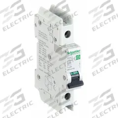 SCHNEIDER ELECTRIC IEC Miniature Circuit Breaker: 6 A Amps, 60V DC, 14kA at 120/240V AC, Screw Clamp (MPN M9F44106). Key specifications — Brand: SCHNEIDER; DC Voltage Rating: 60V DC; Max. AIR Rating: 14kA at 120/240V AC; Terminal Connection: Screw Clamp; AC Voltage Rating: 240/277/480V AC.