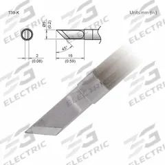 HAKKO Soldering Tip: T39 Series, Knife, 5 mm W, 15 mm Lg (MPN T39-K). Key specifications — Brand: HAKKO; Compatible Handpiece Manufacturer Model Number: FX-9702; Manufacturer Part Number: T39-K.