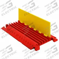 CHECKERS Cable Protector: 5 Channels, Hinged, 1 3/8 in Max Cable Dia, 19 3/4 in Wd, 2 1/4 in Ht (MPN CP5X125-Y/O). Key specifications — Brand: CHECKERS; Color: Orange/Yellow; Component: Cable Ramp-Straight Section; Material: Polyurethane.