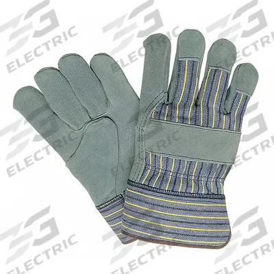 MCR SAFETY Leather Gloves: L ( 9 ), Std, Work Glove, Cowhide, Wing Thumb, Safety Cuff - Work Gloves