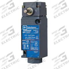 EATON Plug-In Limit Switch: 29 mm Mounting Hole Vertical Center to Center Distance, 90°, Lever-Rod (MPN E50BL16P). Key specifications — Manufacturer Part Number: E50BL16P; Brand: EATON; Electrical Connection: 8 ft Cable; Series: E50.