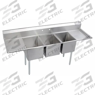 ELKAY Kitchen Sink: 3 Bowls, 43 3/4 in Overall Ht, 88 in Overall Lg - Three-Bowl Freestanding Kitchen & Bar Sinks without Faucets