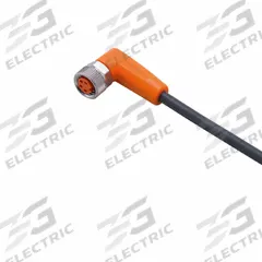 Cordset: M8 Female Right Angle X Bare Wire, 4 Pins, Black, PUR, 5 m Cable Lg, 22 AWG Wire Size (MPN EVC154). Key specifications — Cable Jacket Color: Black; End 1 Mounting Orientation: Right Angle; End 1 Gender: Female; End 1 Connection Type: M8; Cable Jacket Material: PUR; Brand: IFM; IP Rating: IP69K; End 2 Connection Type: Bare Wire.