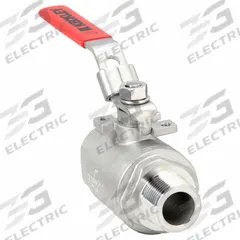 KECKLEY Manual Two-Way Ball Valve: 1 in, Stainless Steel, Straight, MNPT x FNPT, Full Port Ball Port (MPN BVS2MFFSSRGSL-100). Key specifications — Brand: KECKLEY; Handle: Locking Lever.