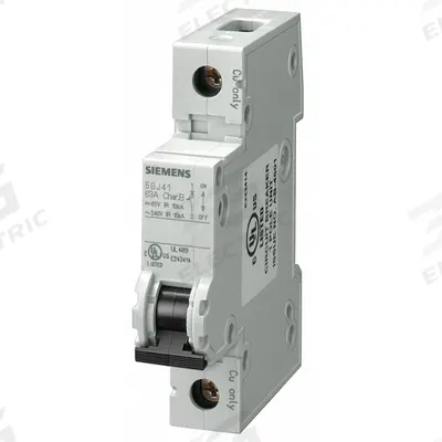Siemens Miniature Circuit Breaker: 5 A Amps, 60V DC, 14kA at 240V AC, Screw Clamp - C-Curve, 1-Pole UL489 DIN Rail-Mount Miniature Circuit Breakers