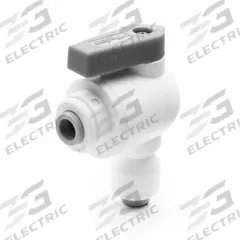 PARKER Manual Two-Way Ball Valve: 3/8 in, Polypropylene, Angle, Push x Push, One-Piece, Lever (MPN LFPP10MVEU10M). Key specifications — Brand: PARKER; Handle: Lever.