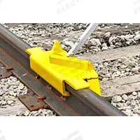 ALDON Rail Track Derailer: Derailer, Freight Car, 5 mph Speed - Max, Sign Included, Sign Holder (MPN 4014-09-S). Key specifications — attr1385012: ALDON; attr1385058: Derailer; attr1385021: Freight Car; attr1385034: Sign Holder.
