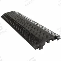 Cable Protector: 2 Channels, 1 3/8 in Max Cable Dia, 12 in Wd, 1 7/8 in Ht, 39 5/8 in Lg (MPN DH-CR-5). Key specifications — Brand: GUARDIAN FLOOR PROTECTION; Color: Black; Connection Style: T-Shaped; Material: Rubber; Load Capacity: 4,000 lb/Axle.