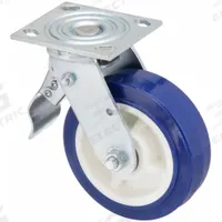 APPROVED VENDOR Plate Caster: Swivel, Total Lock, Polyurethane, 5 in Wheel Dia., 2 in Wheel Wd (MPN 400K46). Key specifications — Brand: APPROVED VENDOR; Wheel/Tread Color: Blue; Roll Up: Swivel with Total Lock.