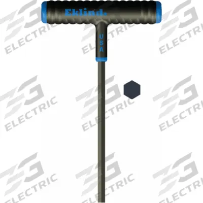 EKLIND Hex Key: 0 Ball Ends, 9 mm Tip Size, Metric, Long, Alloy Steel, Black Finish - T-Shaped Hex Keys