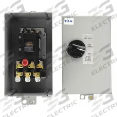 EATON Manual Motor Starter: Non-Reversing, 3 Poles, 26 A, NEMA Size M-0, Thermal Protection (MPN B100J0C). Key specifications — Maximum Voltage Rating: 600V AC; Brand: EATON; Thermal Units Required: 3 (Not Included).