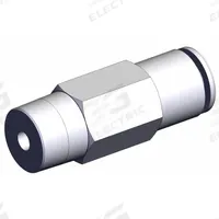 SMC Pneumatic Check Valve: Straight, 10 mm Tubing, 10 mm Tubing, 1 MPa Max. Pressure (MPN AKH10-00). Key specifications — attr291949: 10 mm Tubing; attr291950: 10 mm Tubing; attr291957: Brass (Body); Brass (Spacer); NBR (O-Ring); NBR, Aluminum Alloy (Valve); Stainless Steel (Stopper); Stainless Steel + NBR (Gasket).