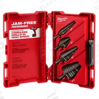 MILWAUKEE Step Drill Bit Set: 4 Pc, 1/8" to 1-3/8", Black Oxide HSS (MPN 48-89-9223). Key specifications — attr1239053: Not Impact Rated.