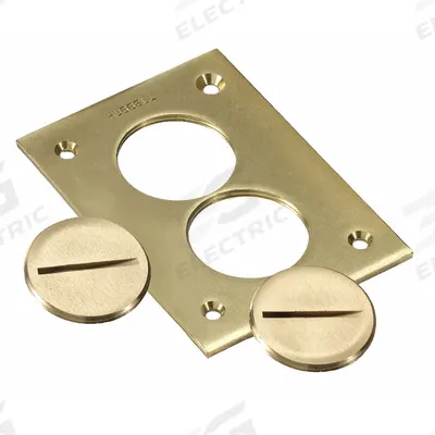 HUBBELL WIRING DEVICE-KELLEMS Crown Plug: Round, Brass, Hubbell - Insert Plugs & Accessories for Floor Boxes