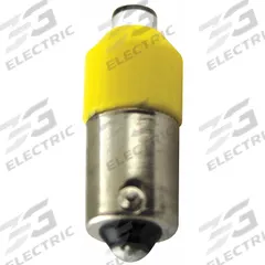 EATON Compact LED Bulb: LED, Miniature Bayonet (BA9s), (T) Tubular, T3-1/4, 48V AC/DC, 0.6 W Watt (MPN E22LED048YN). Key specifications — Light Color: Yellow; Voltage: 48V AC/DC; Brand: EATON; Bulb Shape: T3-1/4.