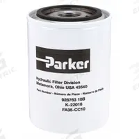 PARKER Hydraulic Filter Element: 20 gpm Max. Flow, 150 psi Max. Pressure, 1"-12 Inlet Thread Size (MPN 928763). Key specifications — attr95846: Fiberglass; attr98907: PARKER; attr95844: 10; attr95849: 4ZC87.