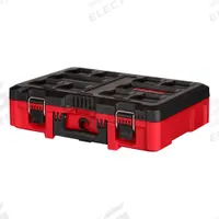 MILWAUKEE PACKOUT Tool Case: Plastic, Black/Red, 14 7/8 in W x 5 15/16 in H x 15 3/16 in D (MPN 48-22-8450). Key specifications — attr1117293: MILWAUKEE; attr1117310: Latch; attr1117382: Plastic; attr1117383: Black; attr1117271: (1) Packout Tool Case W/ Customizable Insert.