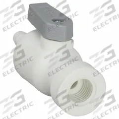 PARKER Manual Two-Way Ball Valve: 1/4 in, Polypropylene, Straight, Barb x FNPT, One-Piece, Lever (MPN PBPP4VFC4). Key specifications — Brand: PARKER; Handle: Lever.