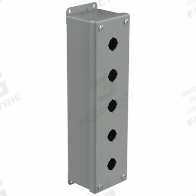 HOFFMAN Push Button Enclosure: 22mm, 5 Holes, Carbon Steel - Enclosures for 22mm Operators