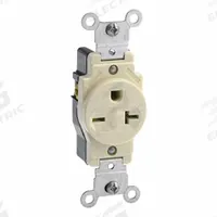 LEVITON Plugs and Receptacles: Single, 6-20, Ivory, 250V AC, 20 A, 2 Pole / 3 Wire (MPN 5823-I)